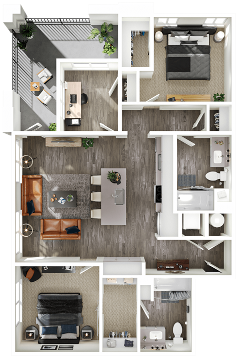 Halogen Apartments B3 3D Floor Plan